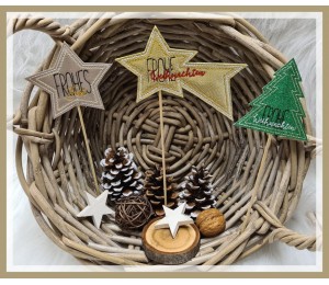 Stickserie ITH - 17 Blumenstecker Xmas